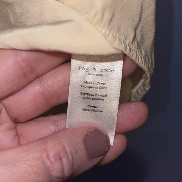 Rag & Bone Victor Wrap-effect Silk Crepe De Chine Top In Ivory XS. L - Picture 5 of 5